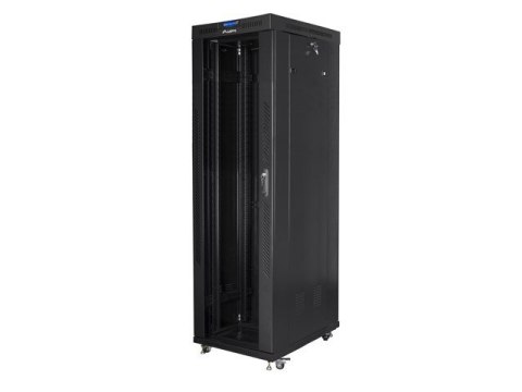 Szafa instalacyjna rack stojąca 19 42U 600x1000 czarna, drzwi szklane lcd (flat pack) Szafa instalacyjna rack stojąca 19 42U 600x1000 czarna, drzwi szklane lcd (flat pack)