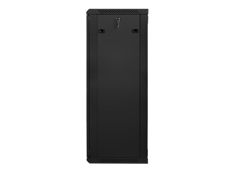 Szafa instalacyjna wisząca 19'' 27U 600X450mm czarna (drzwi szklane) Szafa instalacyjna wisząca 19'' 27U 600X450mm czarna (drzwi szklane)