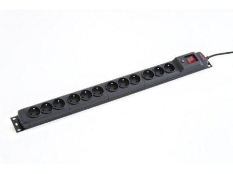 Listwa przeciwprzepięciowa M12/16A Rack 19'' 2.5m czarna (12 gniazd) do montażu pionowego Listwa przeciwprzepięciowa M12/16A Rack 19'' 2.5m czarna (12 gniazd) do montażu pionowego
