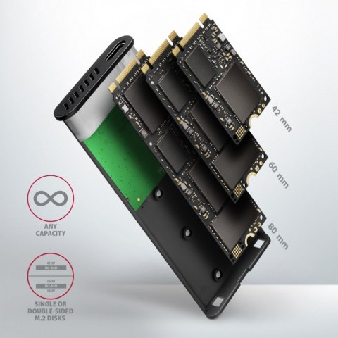 EEM2-SBC Obudowa zewnętrzna aluminiowa bezśrubowa USB-C 3.2 GEN 2 M.2 SATA SSD EEM2-SBC Obudowa zewnętrzna aluminiowa bezśrubowa USB-C 3.2 GEN 2 M.2 SATA SSD