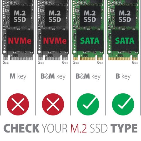 EEM2-SBC Obudowa zewnętrzna aluminiowa bezśrubowa USB-C 3.2 GEN 2 M.2 SATA SSD EEM2-SBC Obudowa zewnętrzna aluminiowa bezśrubowa USB-C 3.2 GEN 2 M.2 SATA SSD