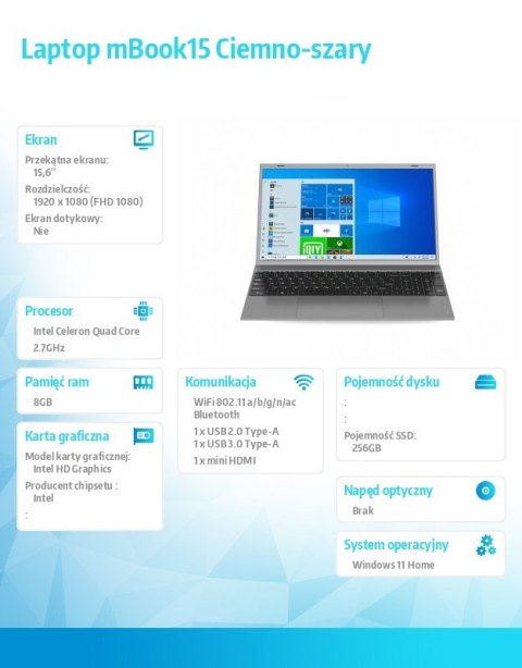 Laptop mBook15 ciemnoszary Laptop mBook15 ciemnoszary