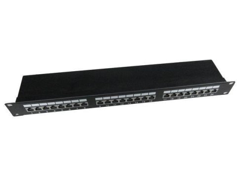 Patch Panel 24 Porty 1U 19'' Kat.5e ekran z funkcją organizacji kabli czarny Patch Panel 24 Porty 1U 19'' Kat.5e ekran z funkcją organizacji kabli czarny