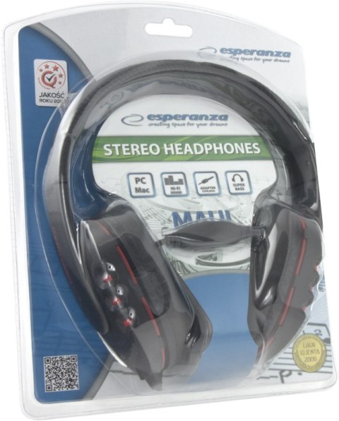 SŁUCHAWKI AUDIO STEREO Z REGULACJĄ GŁOŚNOŚCI EH142K MAUI CZARNE SŁUCHAWKI AUDIO STEREO Z REGULACJĄ GŁOŚNOŚCI EH142K MAUI CZARNE
