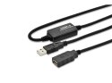 Kabel przedłużający USB 2.0 HighSpeed Typ USB A/USB A M/Ż aktywny, czarny 15m