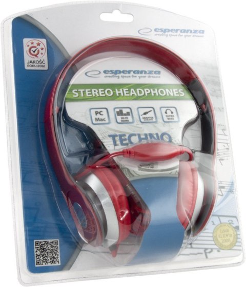 SŁUCHAWKI AUDIO STEREO TECHNO EH145R CZERWONE SŁUCHAWKI AUDIO STEREO TECHNO EH145R CZERWONE