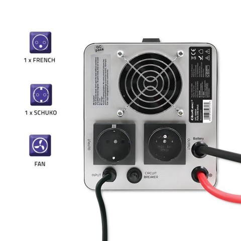 Zasilacz awaryjny Pure Sine Wave UPS | 1000VA | 700W | Stała faza| Szary Zasilacz awaryjny Pure Sine Wave UPS | 1000VA | 700W | Stała faza| Szary