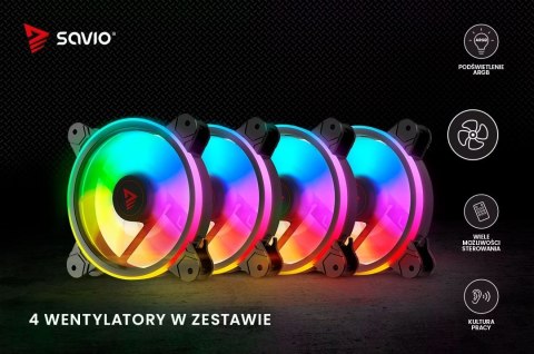 Wentylator FAN-01 4-pack 120mm ARGB wraz kontrolerem oraz pilotem Wentylator FAN-01 4-pack 120mm ARGB wraz kontrolerem oraz pilotem
