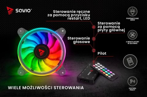 Wentylator FAN-01 4-pack 120mm ARGB wraz kontrolerem oraz pilotem Wentylator FAN-01 4-pack 120mm ARGB wraz kontrolerem oraz pilotem