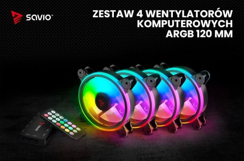 Wentylator FAN-01 4-pack 120mm ARGB wraz kontrolerem oraz pilotem Wentylator FAN-01 4-pack 120mm ARGB wraz kontrolerem oraz pilotem