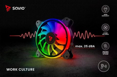 Wentylator FAN-01 4-pack 120mm ARGB wraz kontrolerem oraz pilotem Wentylator FAN-01 4-pack 120mm ARGB wraz kontrolerem oraz pilotem