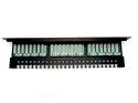 Patch panel 19" 24 porty, kat.5e, U/UTP, 1U, wspornik kablowy, czarny (kompletny)