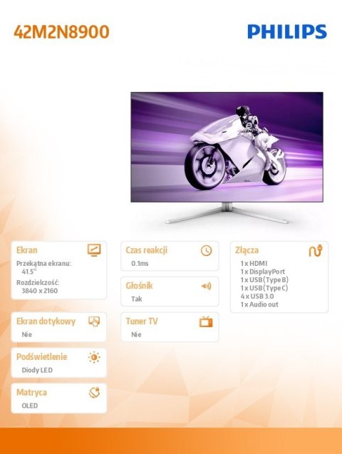 Monitor 42 cale Evnia 42M2N8900 OLED 4K HDMI DP USB-C HDR HAS Ambiglow Monitor 42 cale Evnia 42M2N8900 OLED 4K HDMI DP USB-C HDR HAS Ambiglow