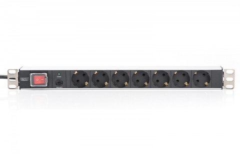 Listwa zasilająca PDU 19" Rack, 7x gniazdo schuko, 2.0m, 1x wtyk unischuko, 16A, wł./wył., zabezpieczenie przeciążeniowe, profil Listwa zasilająca PDU 19" Rack, 7x gniazdo schuko, 2.0m, 1x wtyk unischuko, 16A, wł./wył., zabezpieczenie przeciążeniowe, profil