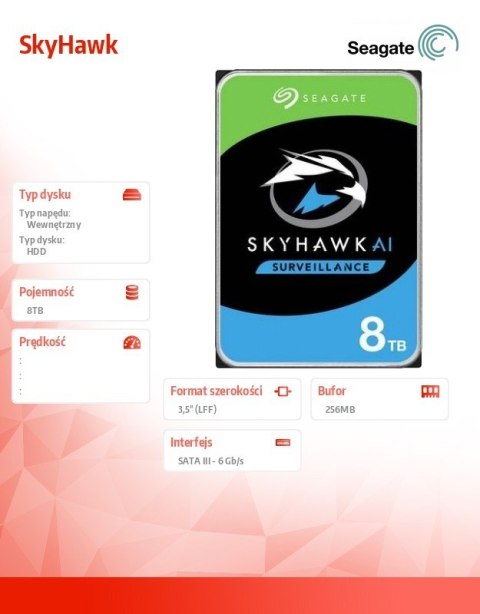 Dysk SkyHawk 8TB 3,5 cali 256MB ST8000VX010 Dysk SkyHawk 8TB 3,5 cali 256MB ST8000VX010
