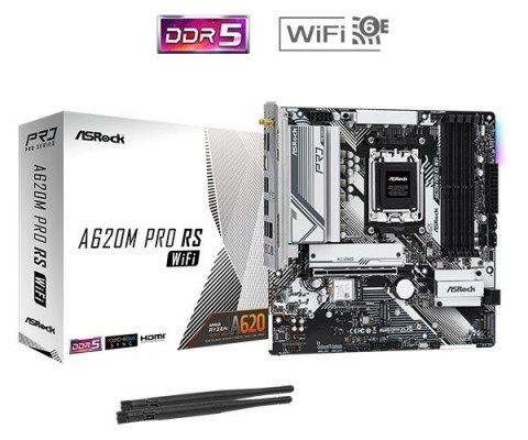 Płyta główna A620M PRO RS WIFI AM5 4DDR5 HDMI/DP M.2 mATX Płyta główna A620M PRO RS WIFI AM5 4DDR5 HDMI/DP M.2 mATX