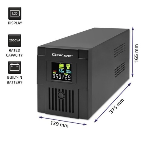 Zasilacz awaryjny UPS | Monolith | 2000VA | 1200W | LCD | USB Zasilacz awaryjny UPS | Monolith | 2000VA | 1200W | LCD | USB