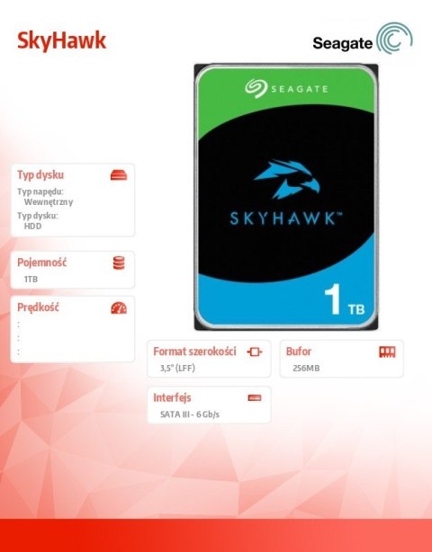 Dysk twardy 3,5 cala SkyHawk 1TB 256MB ST1000VX013 Dysk twardy 3,5 cala SkyHawk 1TB 256MB ST1000VX013