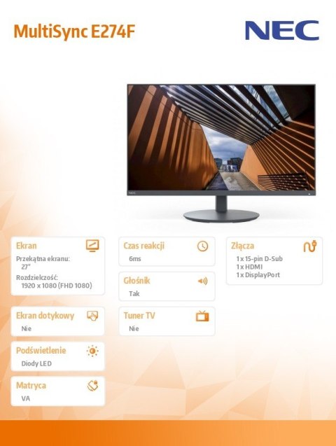 Monitor MultiSync E274F 27 cali DP HDMI czarny Monitor MultiSync E274F 27 cali DP HDMI czarny