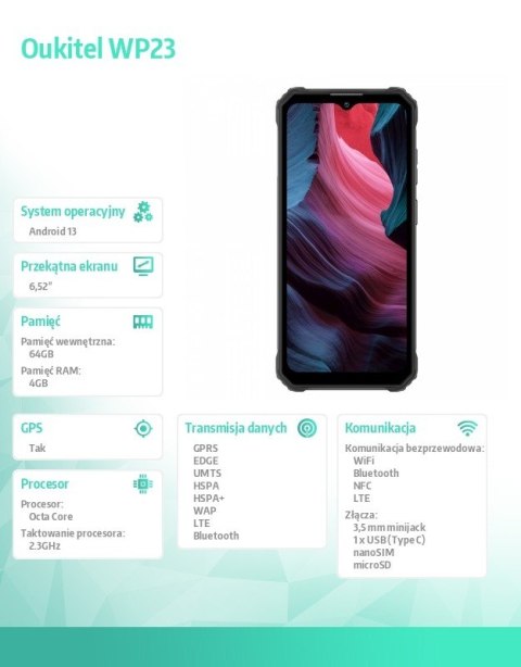 Smartfon WP23 4/64GB 10600 mAh DualSIM czarny Smartfon WP23 4/64GB 10600 mAh DualSIM czarny