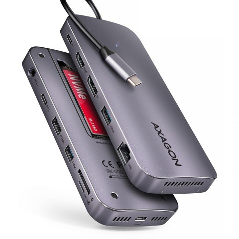 HMC-12GM2 Wieloportowy hub USB 12in1 + M.2 NVMe/SATA pozycja, 10Gbps, 3x USB-A, USB-C, HDMI 4K/60Hz, DP 4K/60Hz, GLAN, SD/microS HMC-12GM2 Wieloportowy hub USB 12in1 + M.2 NVMe/SATA pozycja, 10Gbps, 3x USB-A, USB-C, HDMI 4K/60Hz, DP 4K/60Hz, GLAN, SD/microS