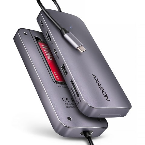 HMC-6GM2 Wieloportovy hub USB 6in1, 10Gbps, USB-A, USB-C, HDMI 4K/60Hz, M.2 NVMe/SATA, SD/microSD, PD 100W, 20cm USB-C kabel HMC-6GM2 Wieloportovy hub USB 6in1, 10Gbps, USB-A, USB-C, HDMI 4K/60Hz, M.2 NVMe/SATA, SD/microSD, PD 100W, 20cm USB-C kabel