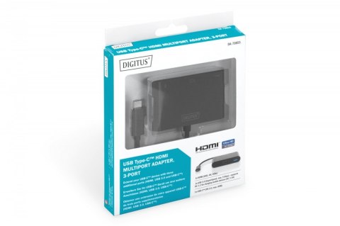 Multi Adapter 1xHDMI 4K 30Hz UHD 1xUSB Typ C Power Delivery, 1xUSB A na USB 3.1 Typ C, czarny Multi Adapter 1xHDMI 4K 30Hz UHD 1xUSB Typ C Power Delivery, 1xUSB A na USB 3.1 Typ C, czarny