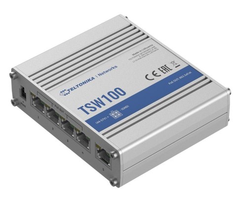 Przełącznik przemysłowy TSW100 4xPoE+, 5xGigabit Przełącznik przemysłowy TSW100 4xPoE+, 5xGigabit