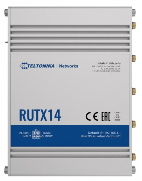 Router LTE RUTX14 (Cat12), WiFi, BLE, GNSS, Ethernet Router LTE RUTX14 (Cat12), WiFi, BLE, GNSS, Ethernet