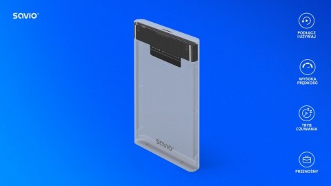 Zewnętrzna obudowa na dysk HDD/SSD 2.5", USB 3.0, AK-66, transparentna Zewnętrzna obudowa na dysk HDD/SSD 2.5", USB 3.0, AK-66, transparentna