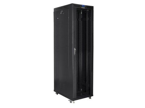 Szafa instalacyjna rack stojąca 19 47U 800x1000 czarna, drzwi szklane LCD (Flat pack) Szafa instalacyjna rack stojąca 19 47U 800x1000 czarna, drzwi szklane LCD (Flat pack)