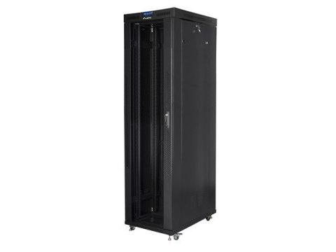 Szafa instalacyjna rack stojąca 19 47U 800x1000 czarna, drzwi szklane LCD (Flat pack) Szafa instalacyjna rack stojąca 19 47U 800x1000 czarna, drzwi szklane LCD (Flat pack)