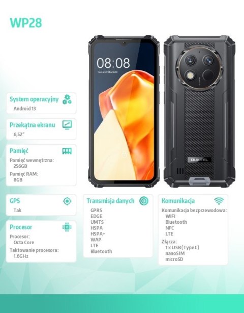 Smartfon WP28 8/256GB 10600 mAh DualSIM czarny Smartfon WP28 8/256GB 10600 mAh DualSIM czarny