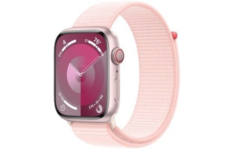 Watch Series 9 GPS + Cellular, 45mm Koperta z aluminium w kolorze różowym z opaską sportową w kolorze jasnoróżowym Watch Series 9 GPS + Cellular, 45mm Koperta z aluminium w kolorze różowym z opaską sportową w kolorze jasnoróżowym