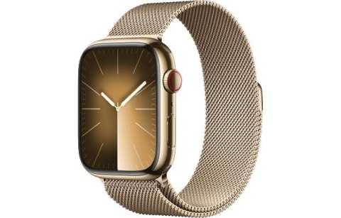 Watch Series 9 GPS + Cellular, 45mm Koperta ze stali nierdzewnej w kolorze złotym z bransoletą mediolańską w kolorze złotym Watch Series 9 GPS + Cellular, 45mm Koperta ze stali nierdzewnej w kolorze złotym z bransoletą mediolańską w kolorze złotym