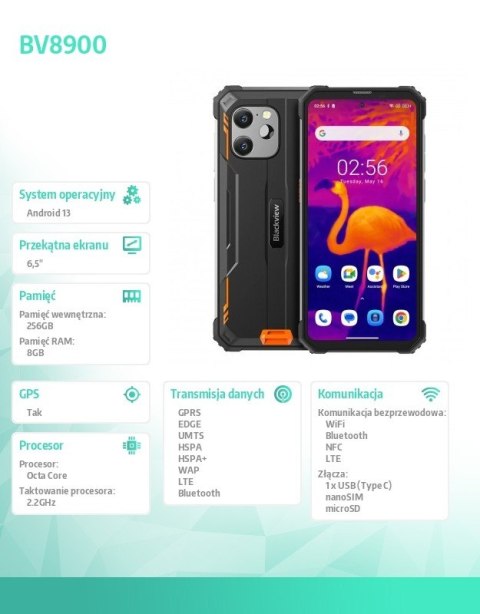 Smartfon BV8900 8/256GB 10380 mAh DualSIM pomarańczowy Smartfon BV8900 8/256GB 10380 mAh DualSIM pomarańczowy