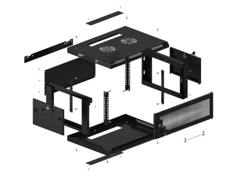 Szafa wisząca 19 cali 4U 600x450 drzwi perforowane (flat pack) czarna Szafa wisząca 19 cali 4U 600x450 drzwi perforowane (flat pack) czarna