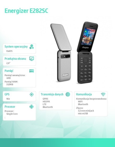 Telefon E282SC DualSIM 512MB RAM 4GB srebrny Telefon E282SC DualSIM 512MB RAM 4GB srebrny