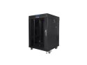 Szafa instalacyjna Rack stojąca 19 15U 600X600 czarna, drzwi sklane (flat pack)