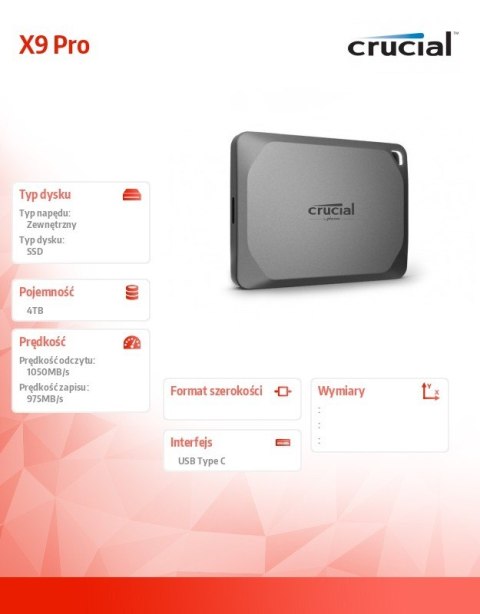 Dysk SSD X9 Pro 4TB USB-C 3.2 Gen2 Dysk SSD X9 Pro 4TB USB-C 3.2 Gen2