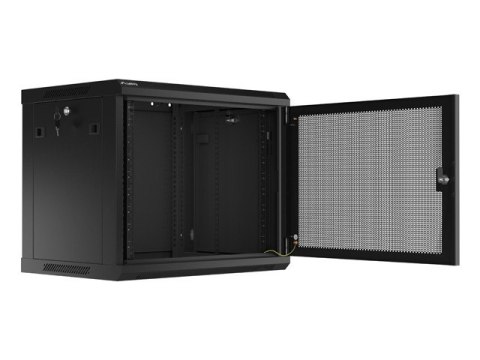 Szafa wisząca 19 cali 9U 600x450 drzwi perforowane (flat pack) czarna Szafa wisząca 19 cali 9U 600x450 drzwi perforowane (flat pack) czarna