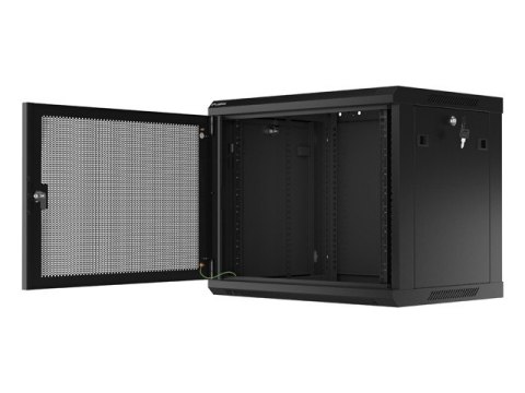 Szafa wisząca 19 cali 9U 600x450 drzwi perforowane (flat pack) czarna Szafa wisząca 19 cali 9U 600x450 drzwi perforowane (flat pack) czarna