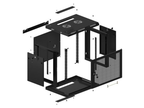 Szafa wisząca 19 cali 9U 600x450 drzwi perforowane (flat pack) czarna Szafa wisząca 19 cali 9U 600x450 drzwi perforowane (flat pack) czarna
