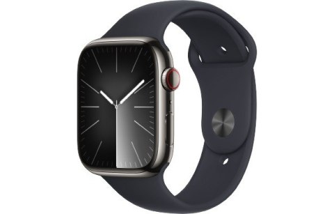 Watch Series 9 GPS + Cellular, 45mm Koperta ze stali nierdzewnej w kolorze mocnego grafitu z paskiem sportowym w kolorze północy Watch Series 9 GPS + Cellular, 45mm Koperta ze stali nierdzewnej w kolorze mocnego grafitu z paskiem sportowym w kolorze północy