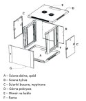 Szafka wisząca rack 4U 600x450 szara szklane drzwi