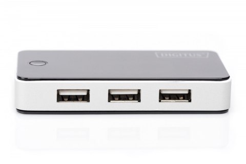 HUB/Koncentrator 7-portowy USB 2.0 HighSpeed, aktywny, czarno-srebrny HUB/Koncentrator 7-portowy USB 2.0 HighSpeed, aktywny, czarno-srebrny