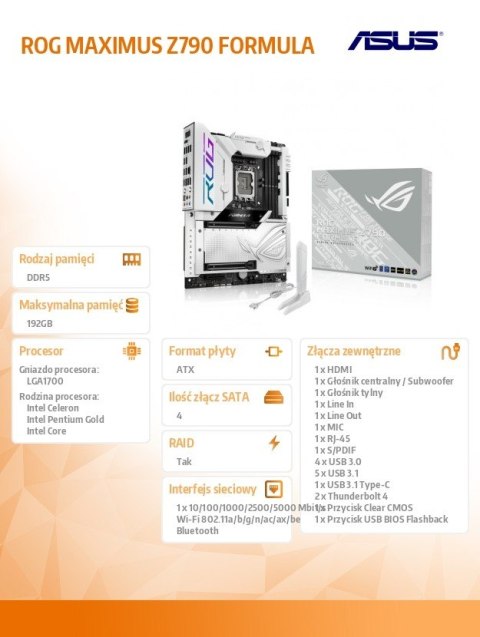 Płyta główna ROG MAXIMUS Z790 FORMULA s1700 4DDR5 HDMI ATX Płyta główna ROG MAXIMUS Z790 FORMULA s1700 4DDR5 HDMI ATX
