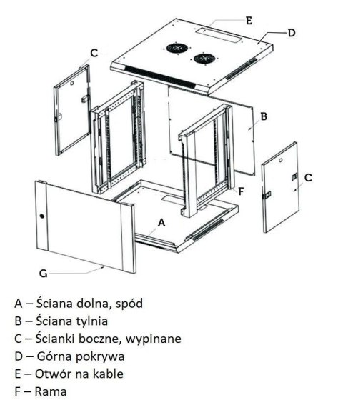 Szafka wisząca rack 4U 600x600 czarna szklane drzwi Szafka wisząca rack 4U 600x600 czarna szklane drzwi