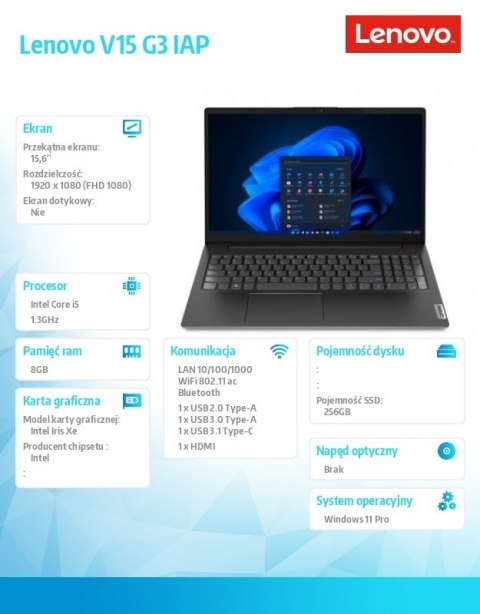 Notebook V15 G3 82TT00H6PB W11Pro i5-1235U/8GB/256GB/INT/15.6 FHD/3YRS OS Notebook V15 G3 82TT00H6PB W11Pro i5-1235U/8GB/256GB/INT/15.6 FHD/3YRS OS