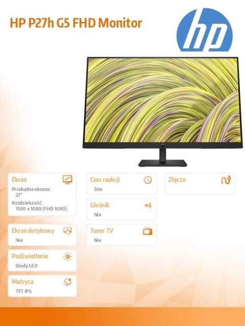 Monitor P27h G5 FHD Height Adjust Monitor 64W41AA Monitor P27h G5 FHD Height Adjust Monitor 64W41AA